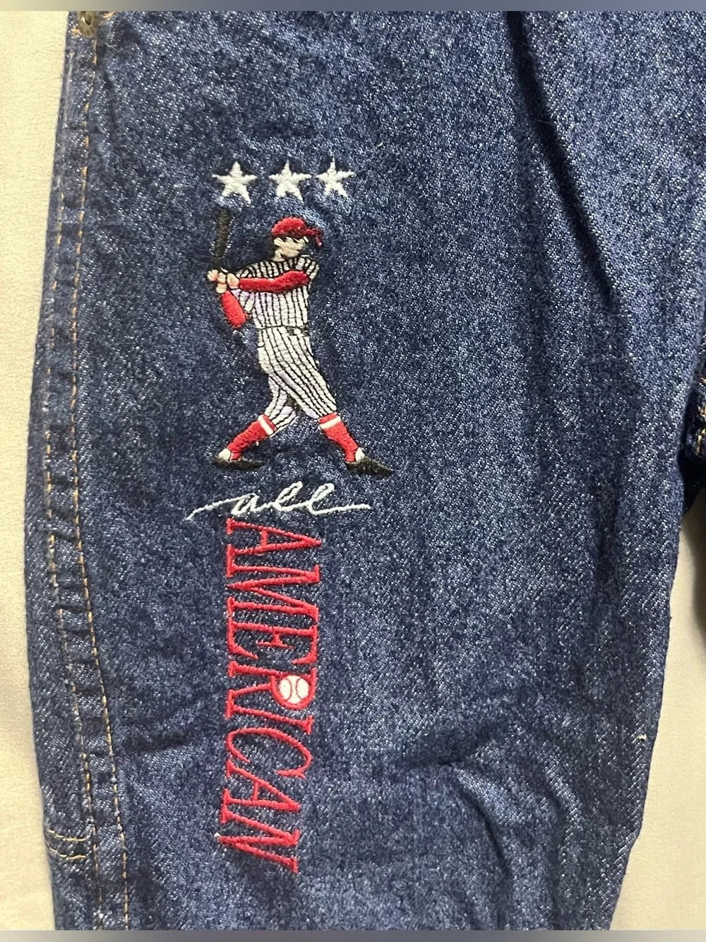 Vintage OshKosh Baseball Jeans 4R Kids 90s Embroidered All American USA